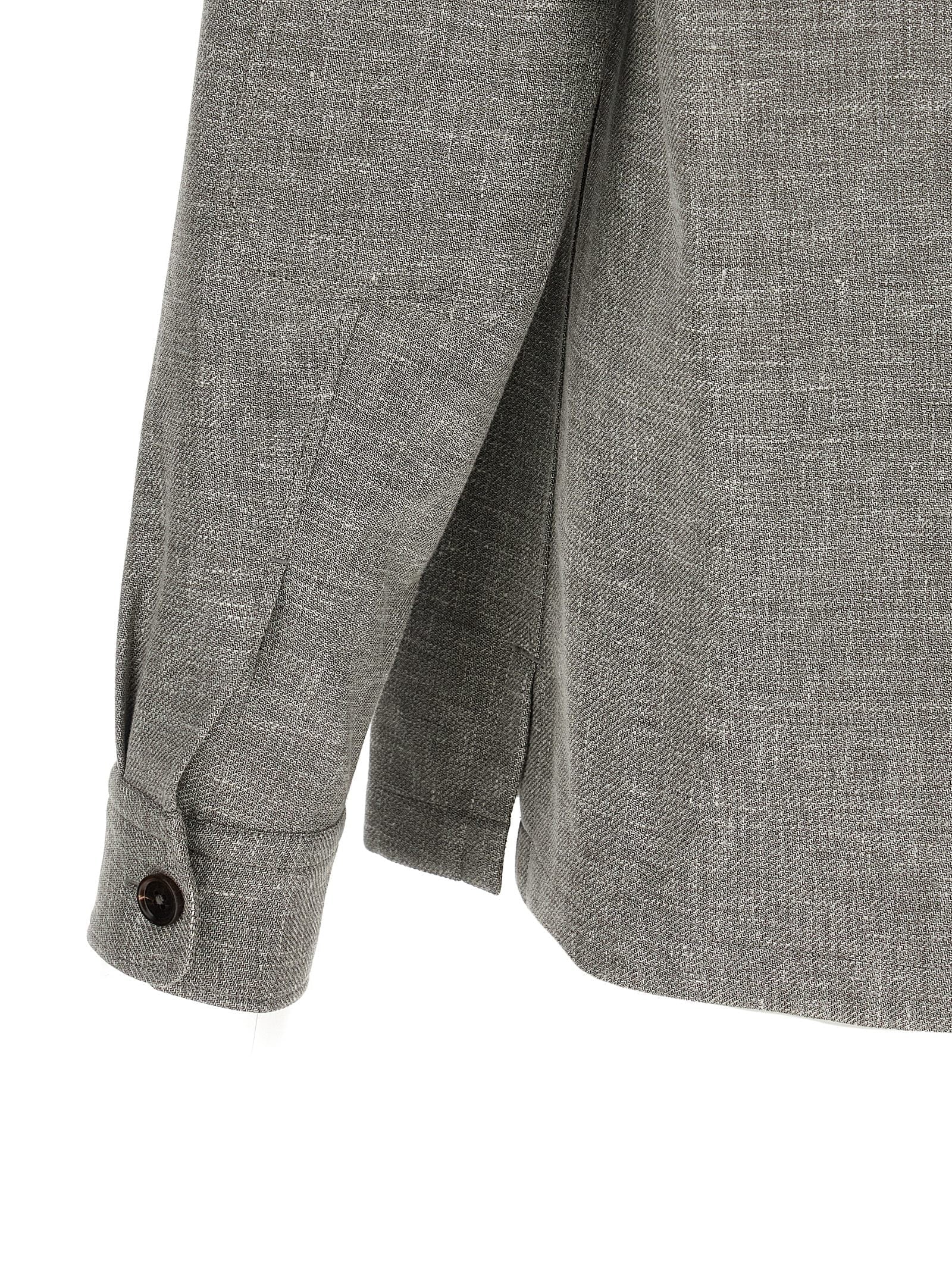 Zegna Linen-Wool-Silk Blend Overshirt — Gray