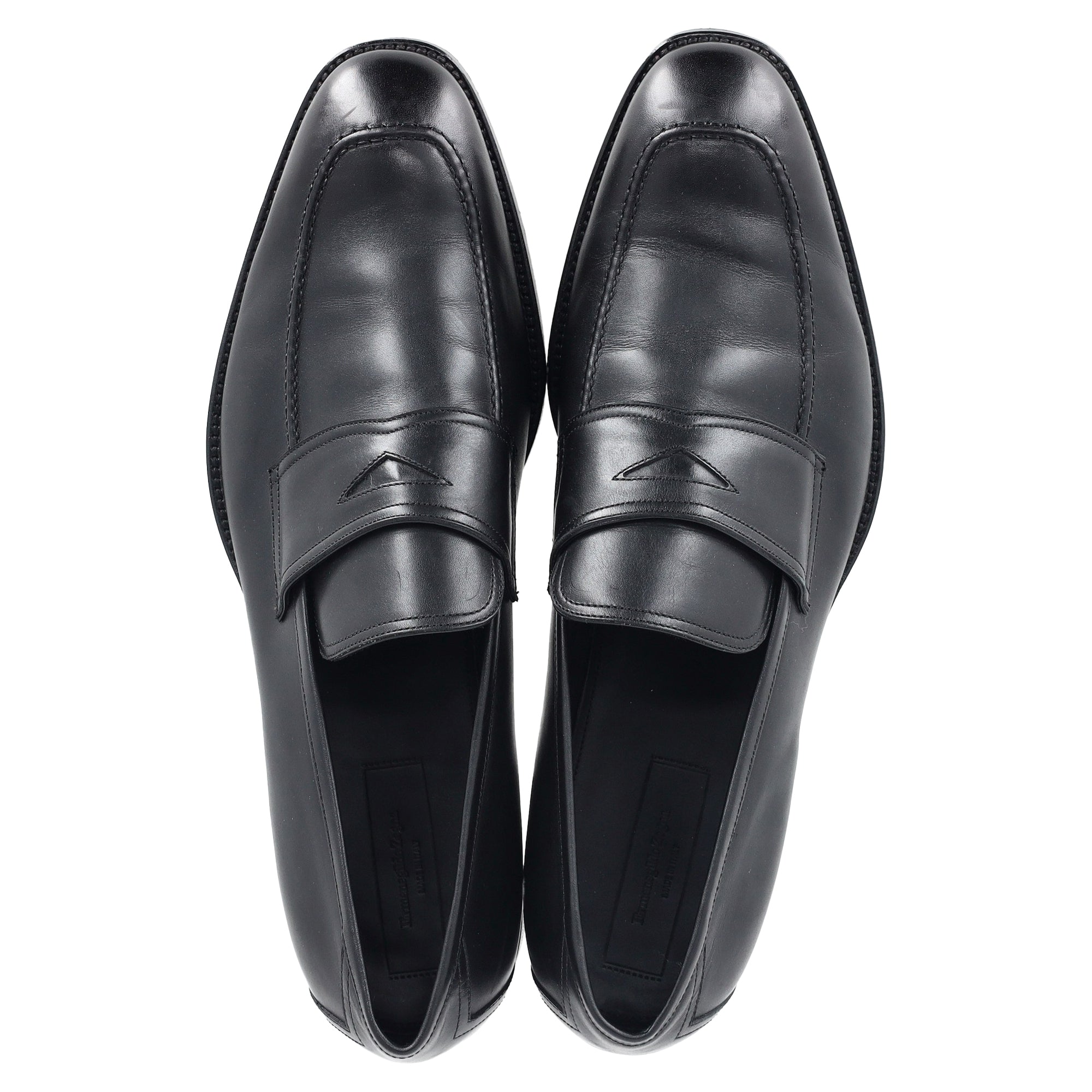 Ermenegildo Zegna Penny Loafers in Black Leather