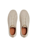 Cotton Linen & Leather Triple Stitch Sneakers | Light Beige