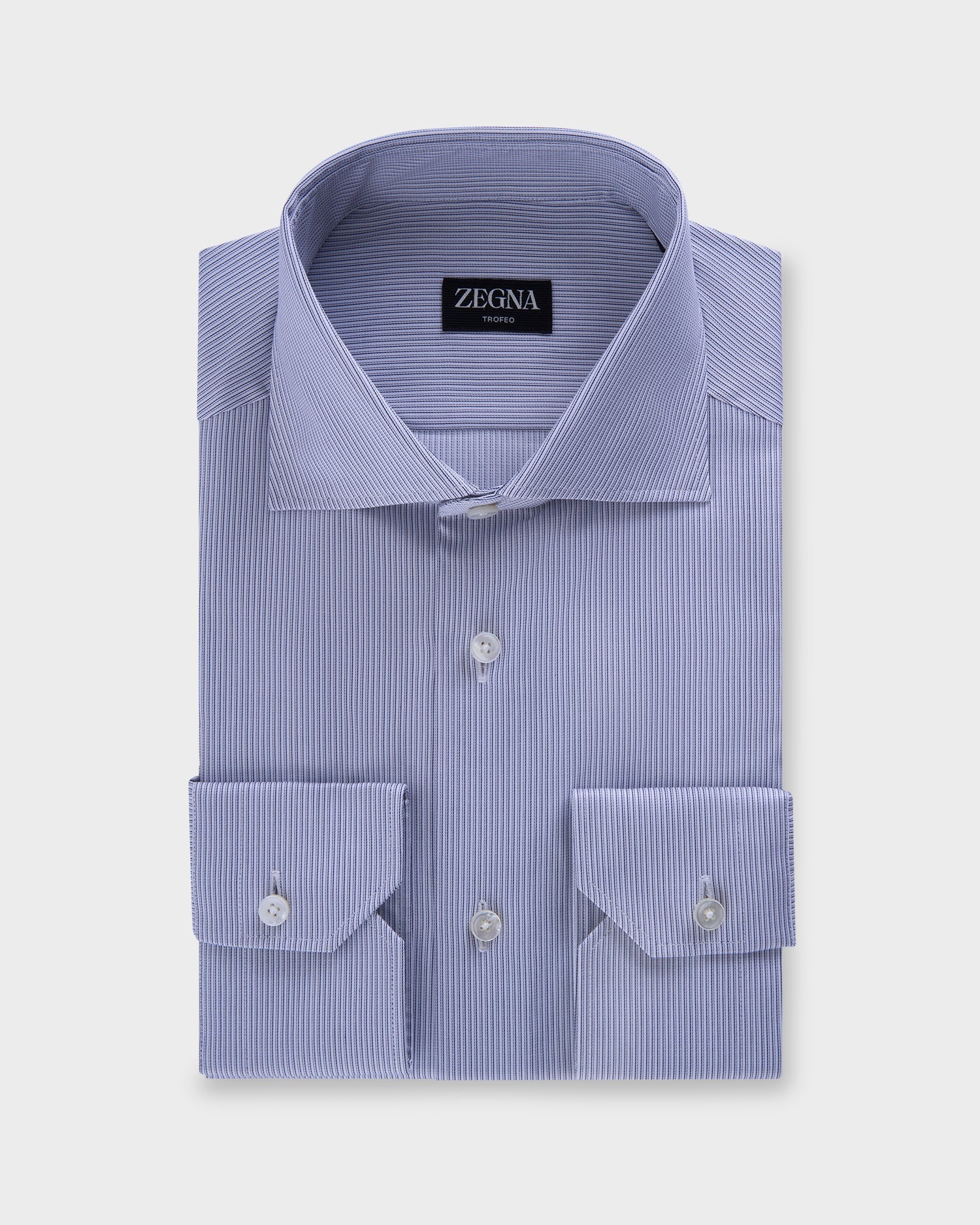 Dark Navy Fine Stripe Trofeo Cotton Shirt