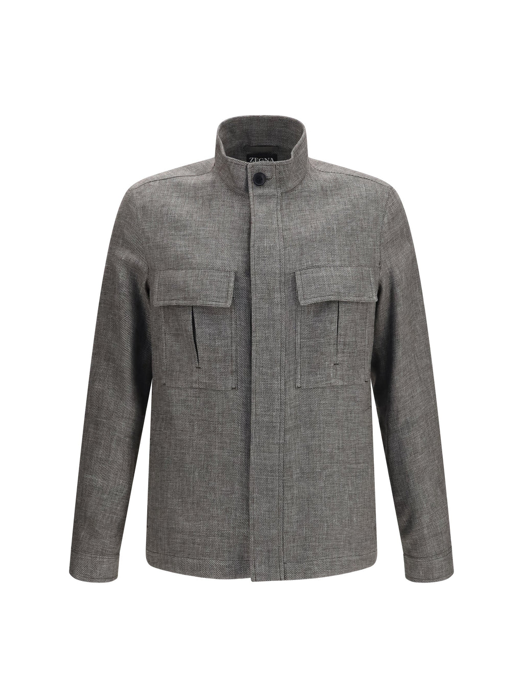 Zegna Men High-Collar Shirt Jacket