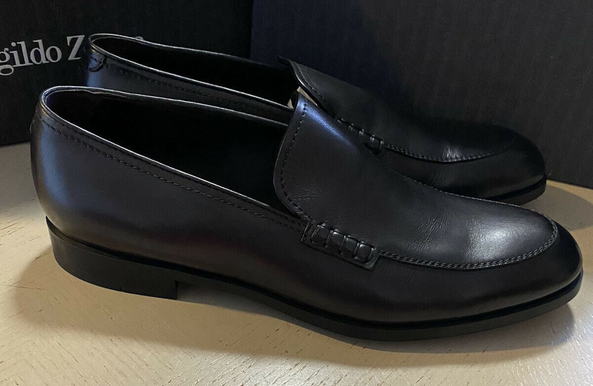 New $595 Ermenegildo Zegna  Leather Loafers Shoes Black 12 US Italy