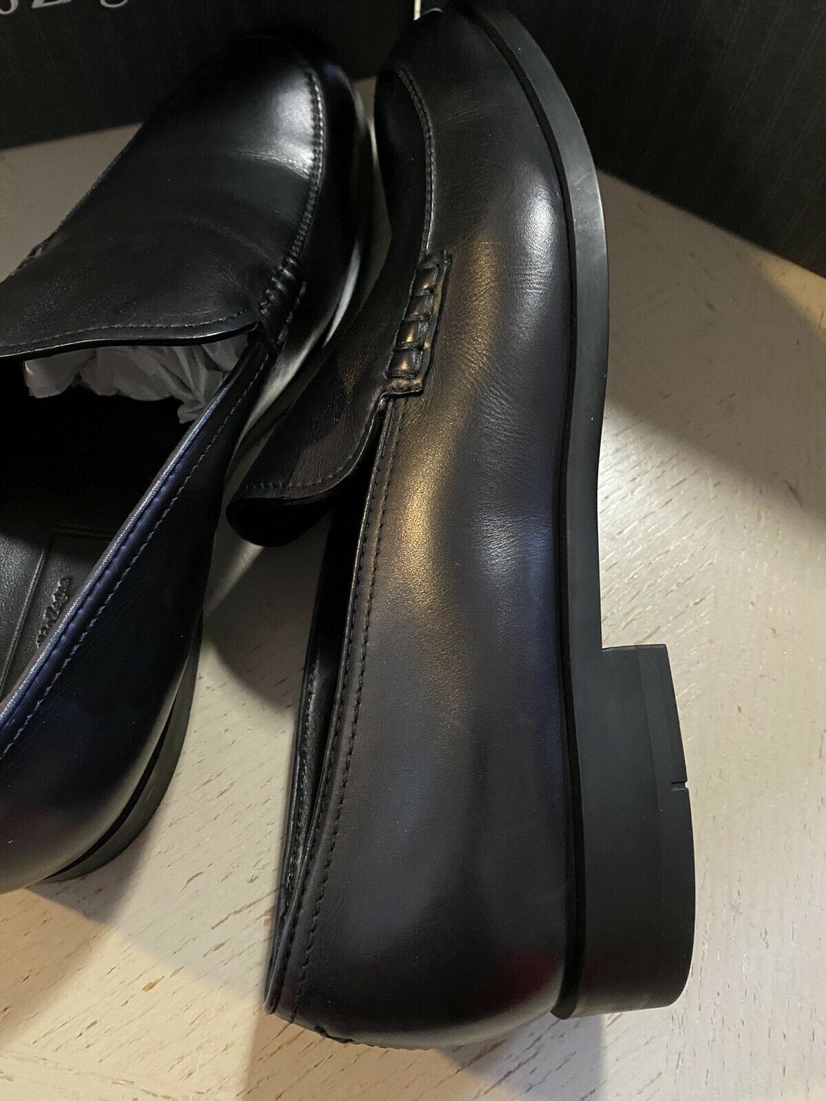 New $595 Ermenegildo Zegna  Leather Loafers Shoes Black 12 US Italy