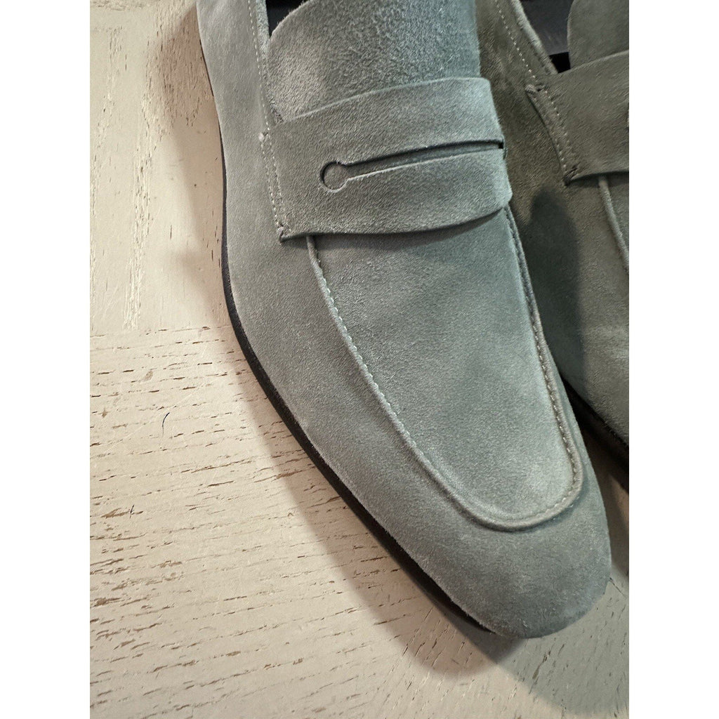 New $990 Ermenegildo Zegna Suede Reverse Construction Loafers LT Green 12 US