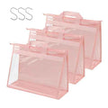 Vercord Clear PVC Handbag Dust-Free Cover Moistureproof Purse Storage Bag Organizer with Handle Zipper Space-Save Holder for Closet Pink XL 3Pcs
