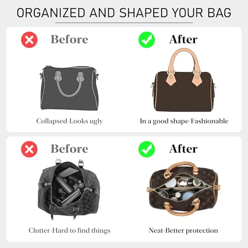 Purse Organizer Insert Compatible with LV Speedy 20 Bag Insert,Premium Felt Lightweight 20 Bag Organizer with Base Shaper, Tote Handbag Inner Divider Purse Accessories with Zipper Pocket,Beige - color: Beige, size: Speedy 20