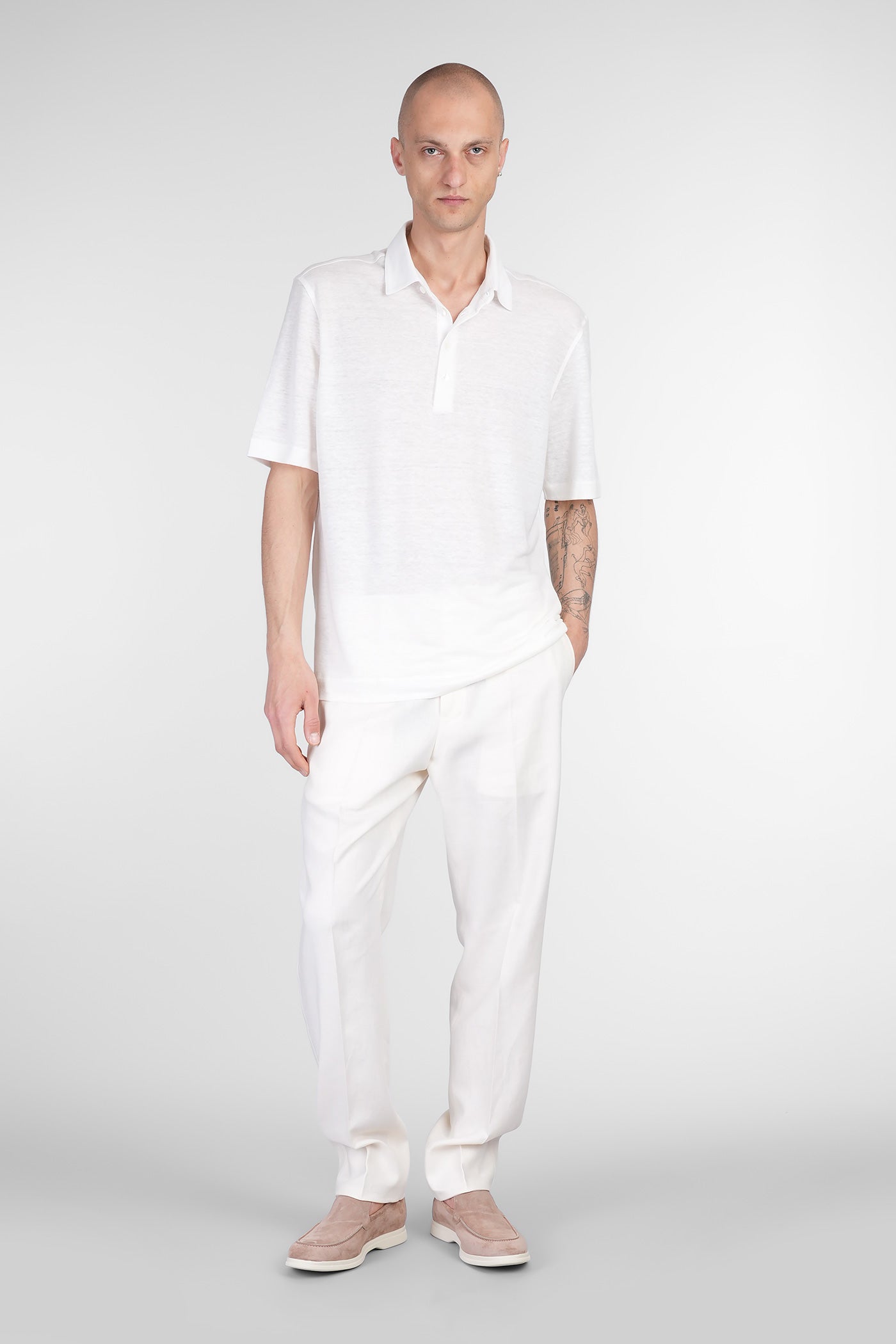 Polo in beige linen
