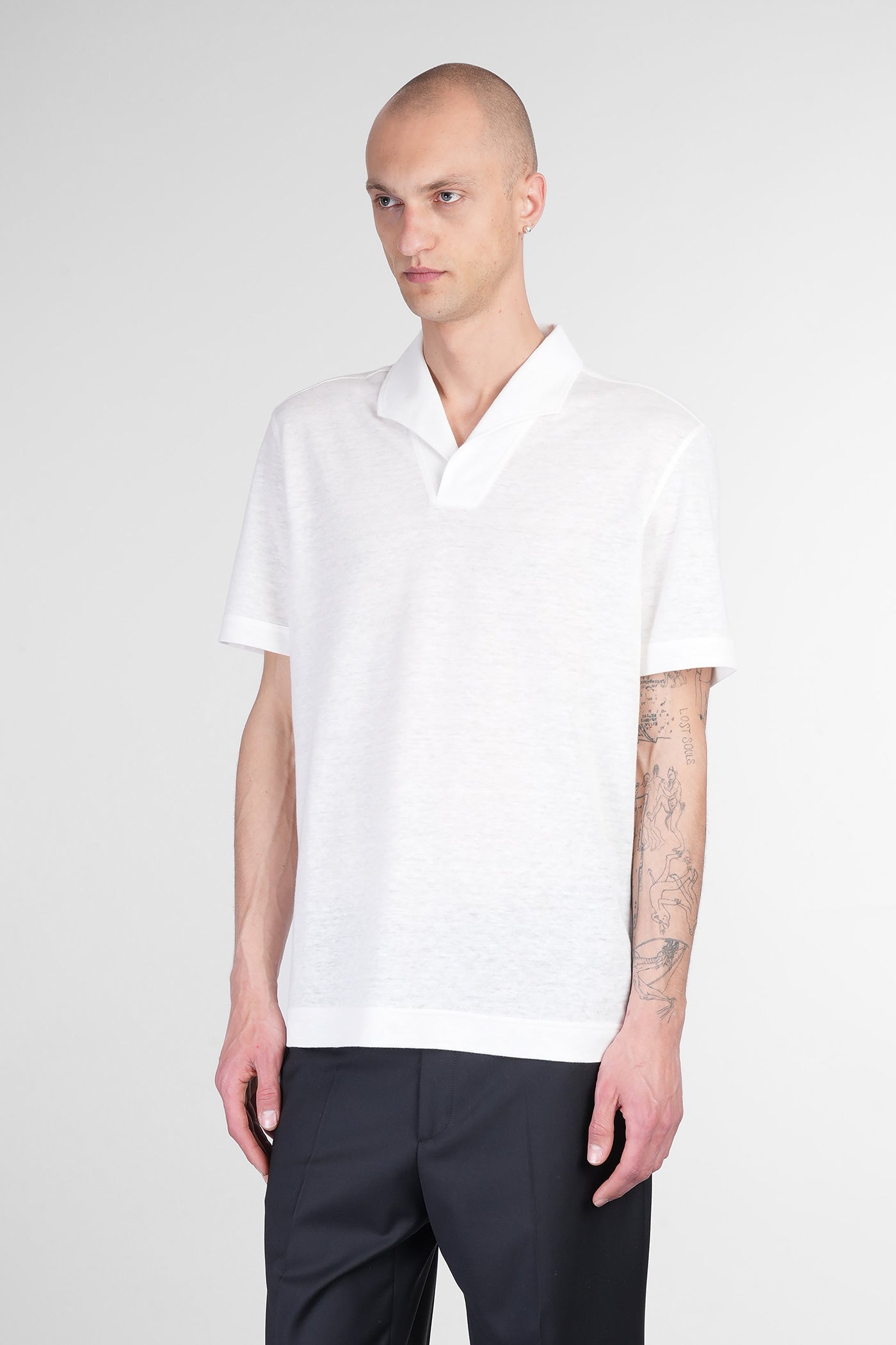 Polo in beige linen