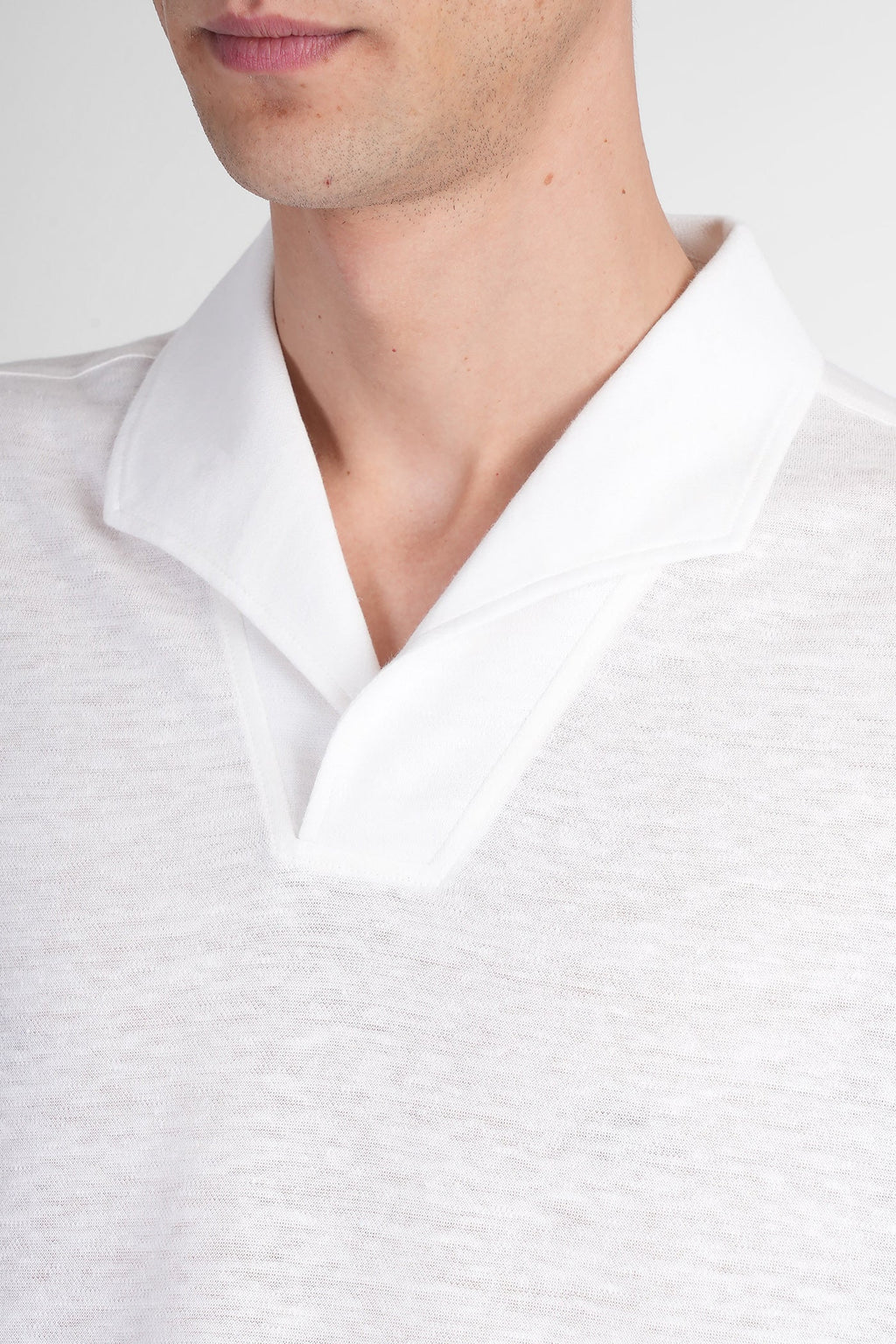 Polo in beige linen
