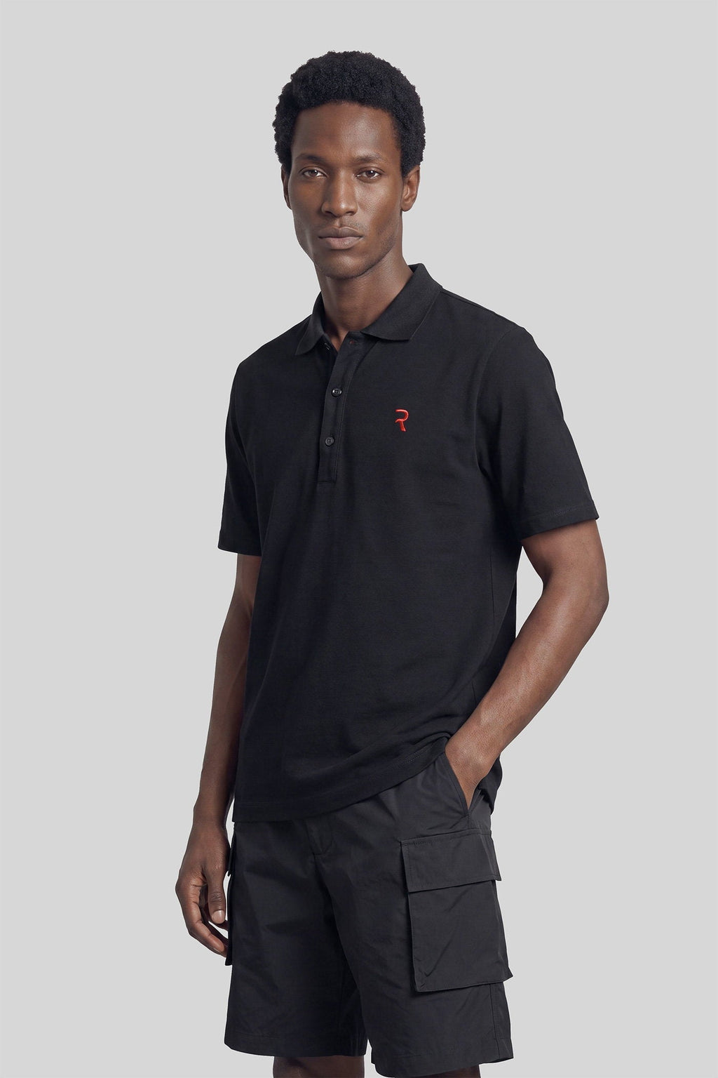 Polo in black cotton