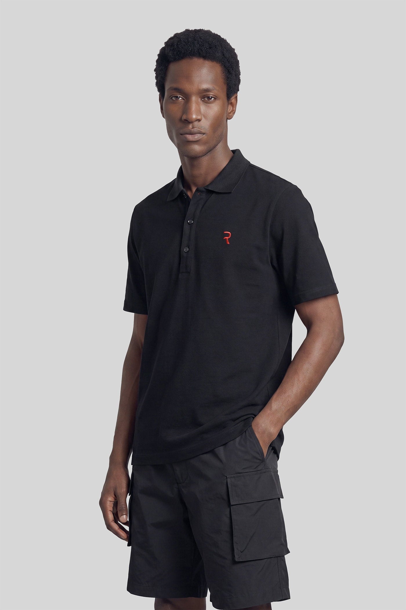 Polo in black cotton