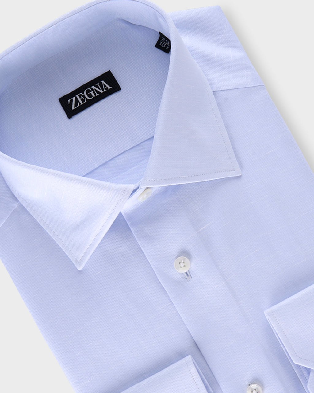 Pale Blue Textured Cotton Linen Shirt