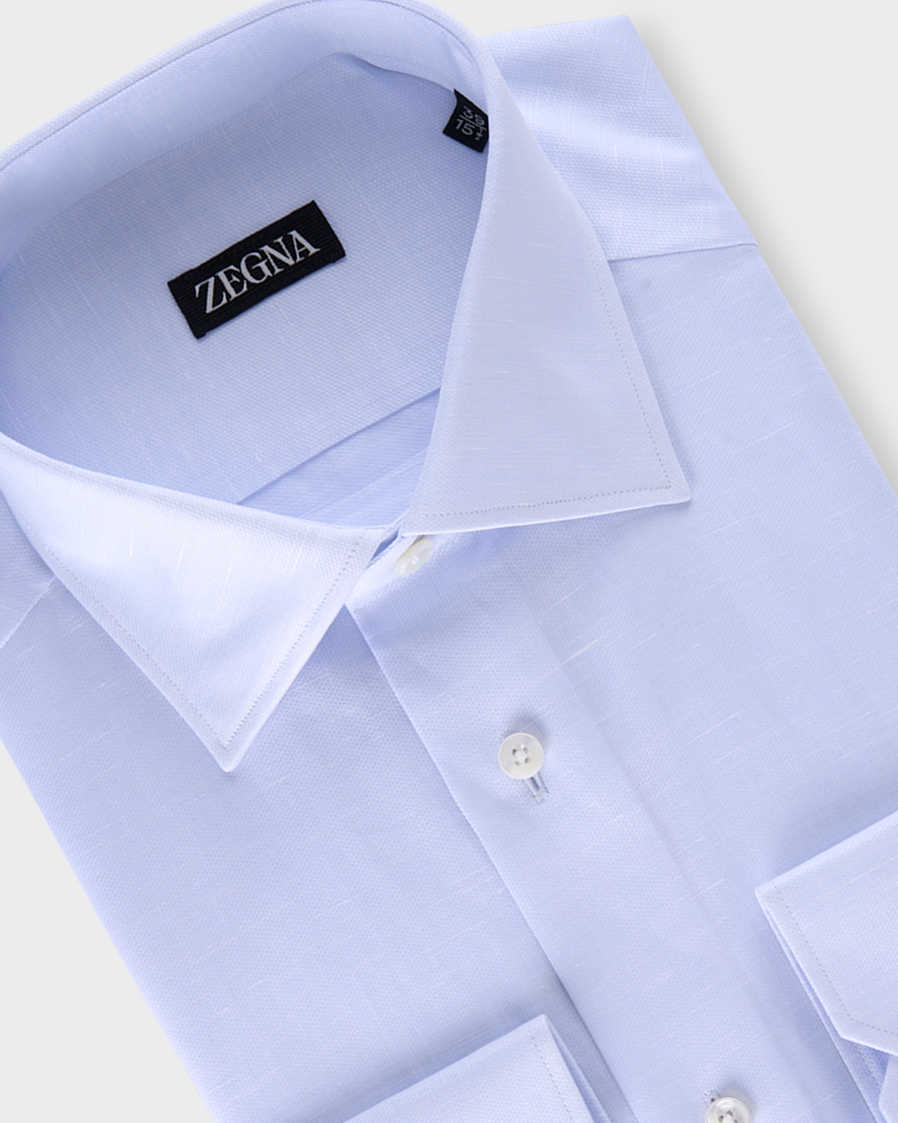 Pale Blue Textured Cotton Linen Shirt