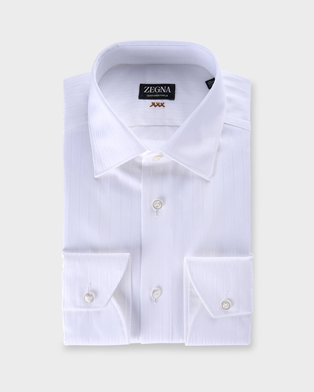 White Self Stripe Couture Centoventimila Cotton Shirt
