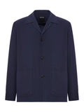 Zegna Men Wool And Linen Mix Jacket With Patched Pockets