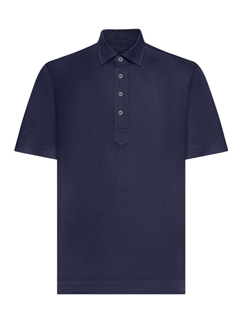 Zegna Men Silk And Cotton Knitted Polo Shirt