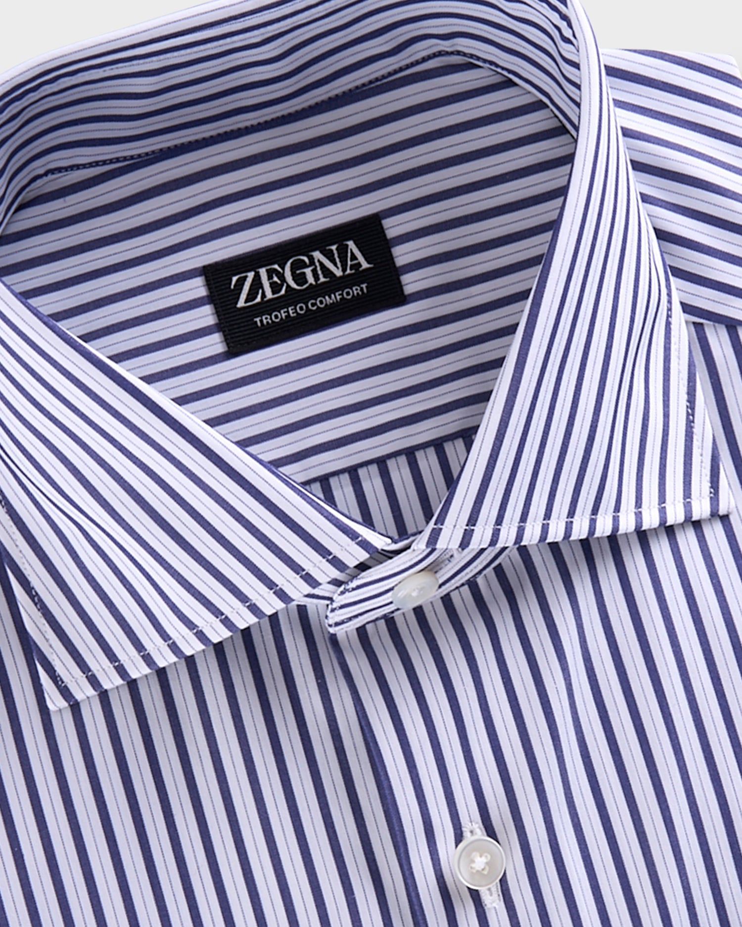 Dark Blue And White Stripe Trofeo Comfort Cotton Shirt