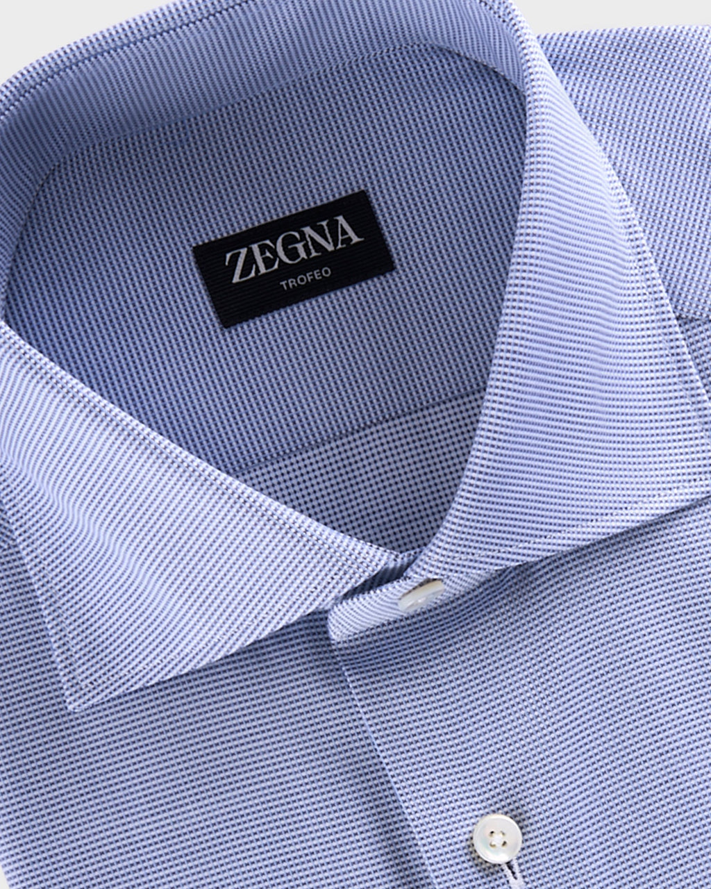 Blue Microtexture Trofeo Cotton Shirt