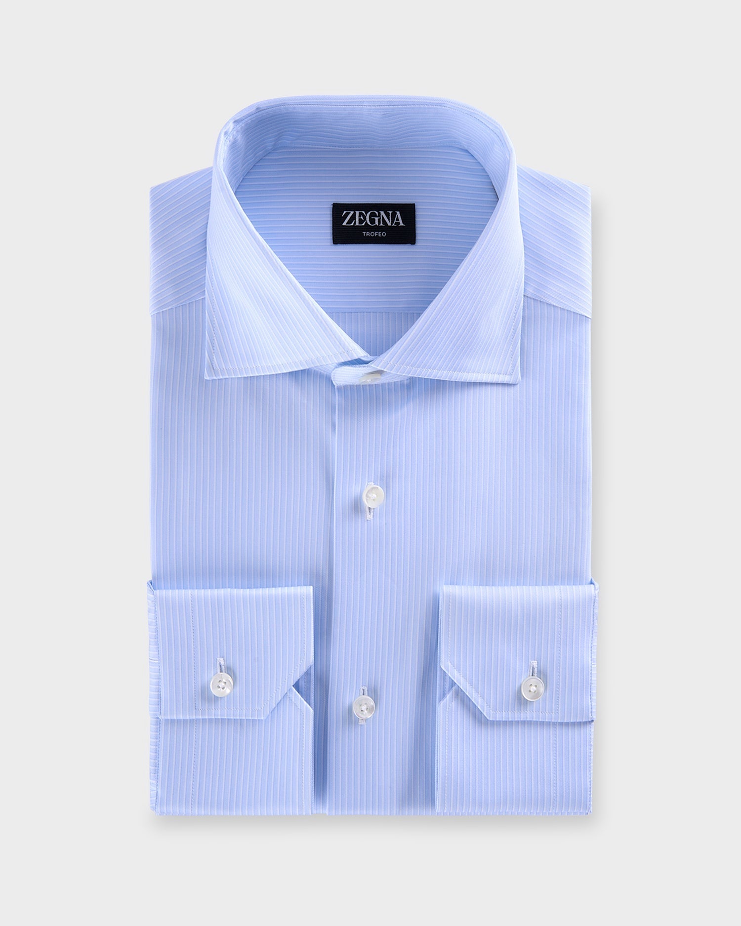 Pale Blue With White Stripe Trofeo Cotton Shirt