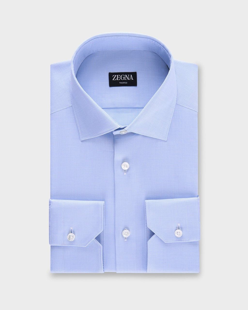 Blue Microtexture Trofeo Cotton Shirt