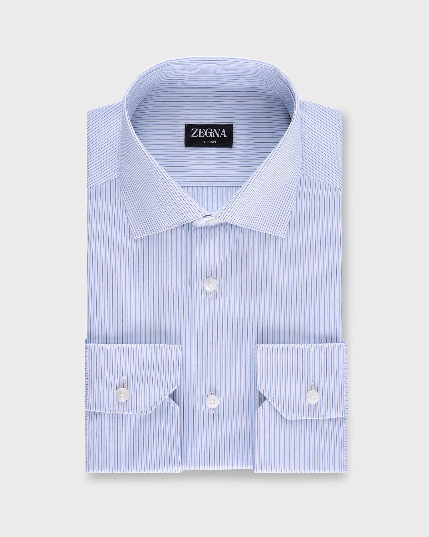 Blue And Green Pinstripe Trecapi Cotton Shirt