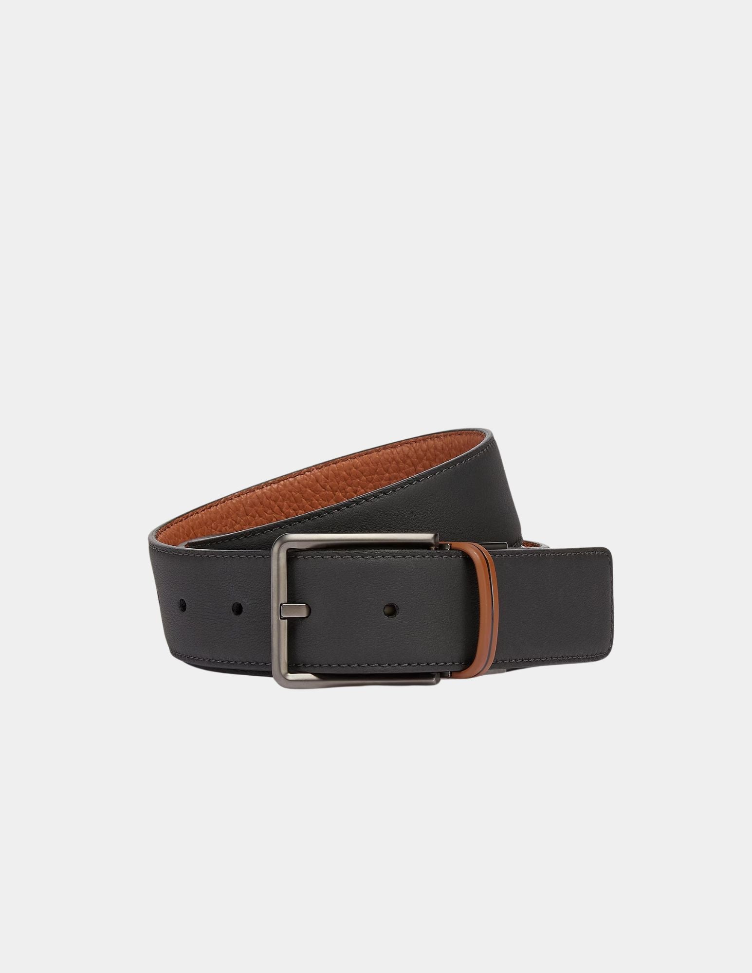 Reversible Leather Belt | Black and Dark Foliage
