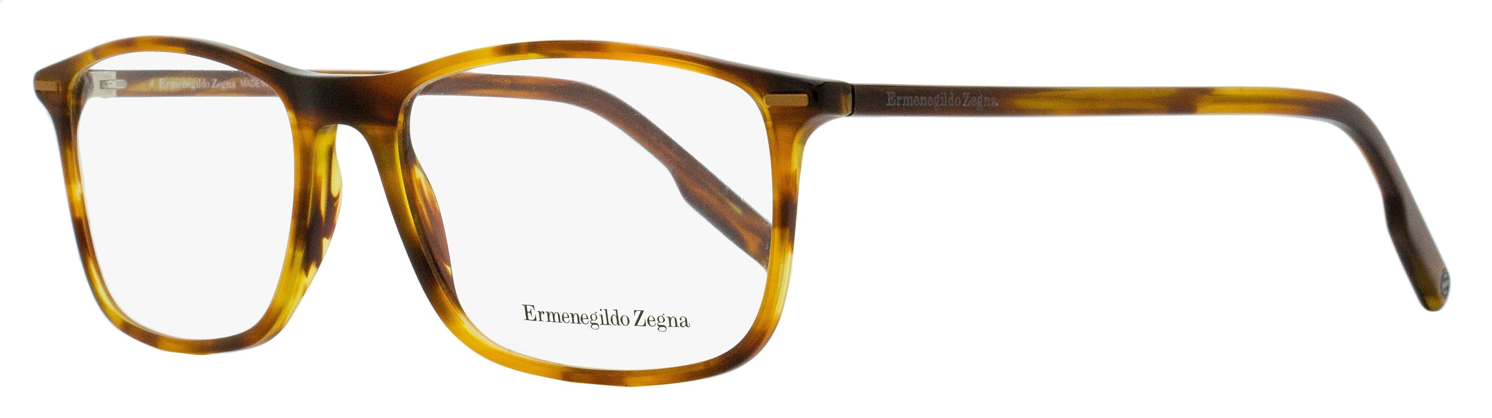 Zegna EZ5236 Acetate Rectangular Eyeglasses — Brown
