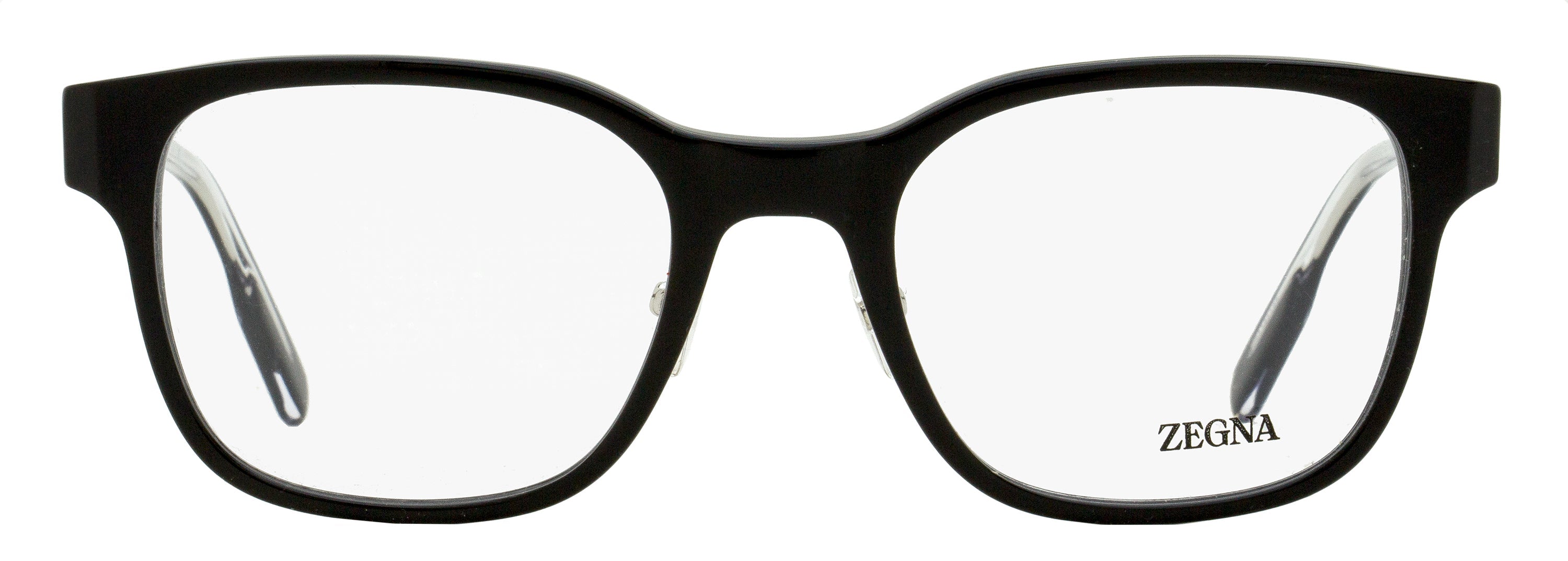 Zegna EZ5253 Square Acetate Eyeglasses — Black