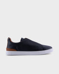 Black and Tan Deerskin Triple Stitch Sneakers
