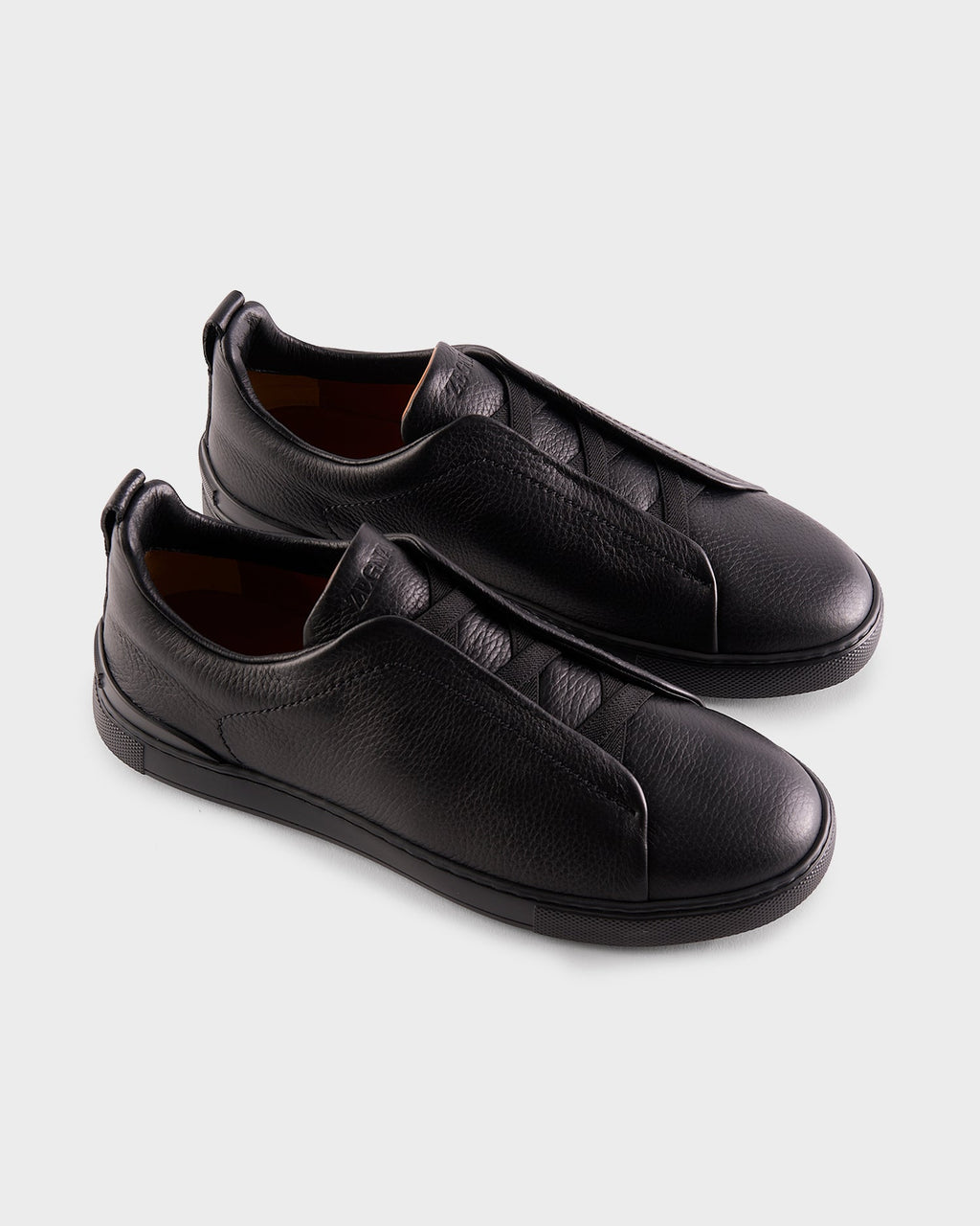 Black Deerskin Triple Stitch Sneakers
