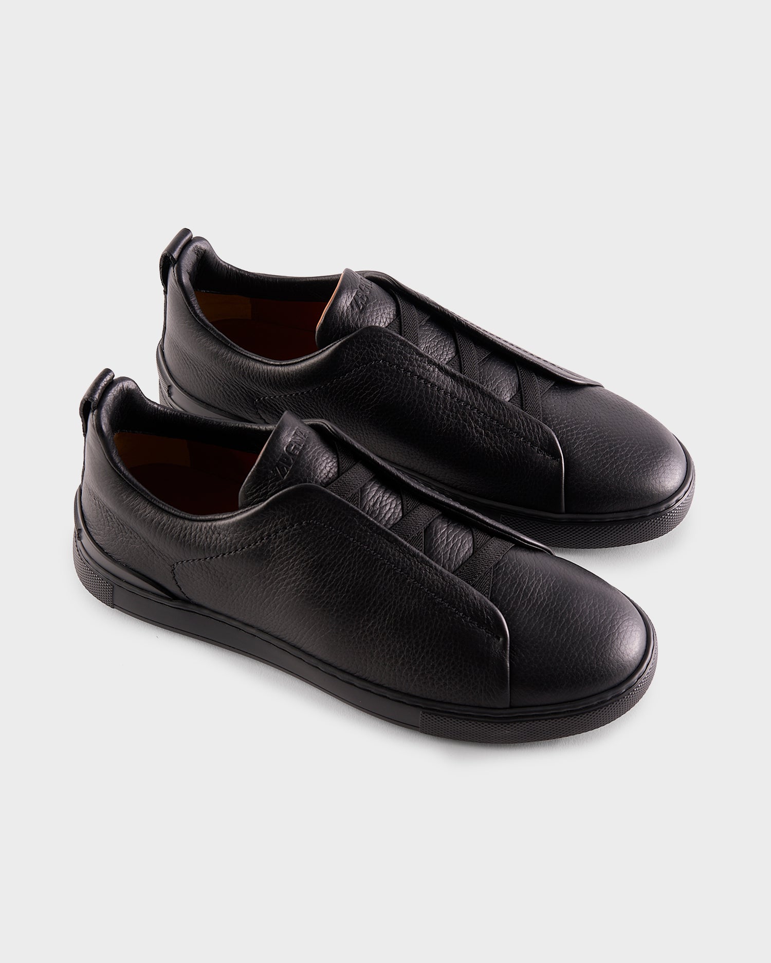 Black Deerskin Triple Stitch Sneakers