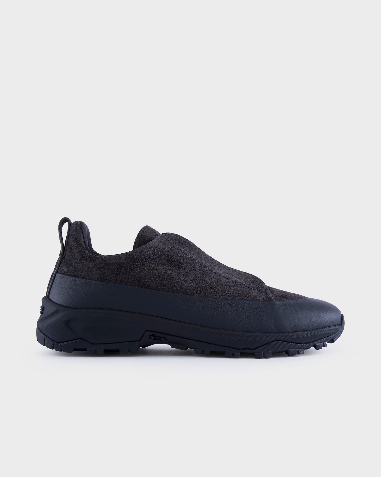 Navy Suede and Leather Triple Stitch Monte Sneakers