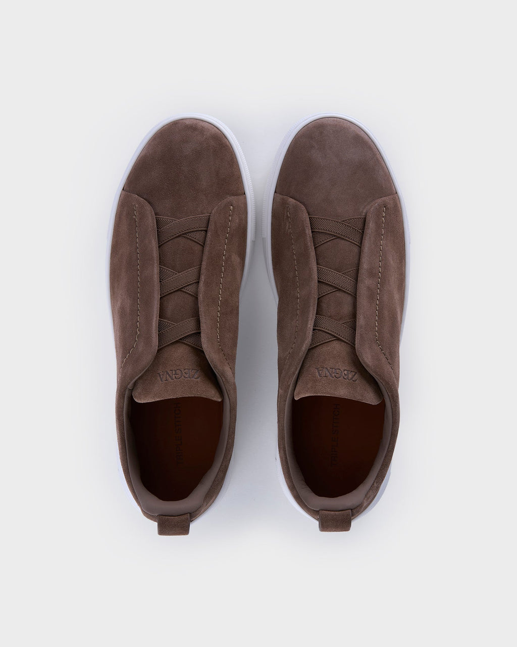 Dark Beige Suede Triple Stitch Sneakers