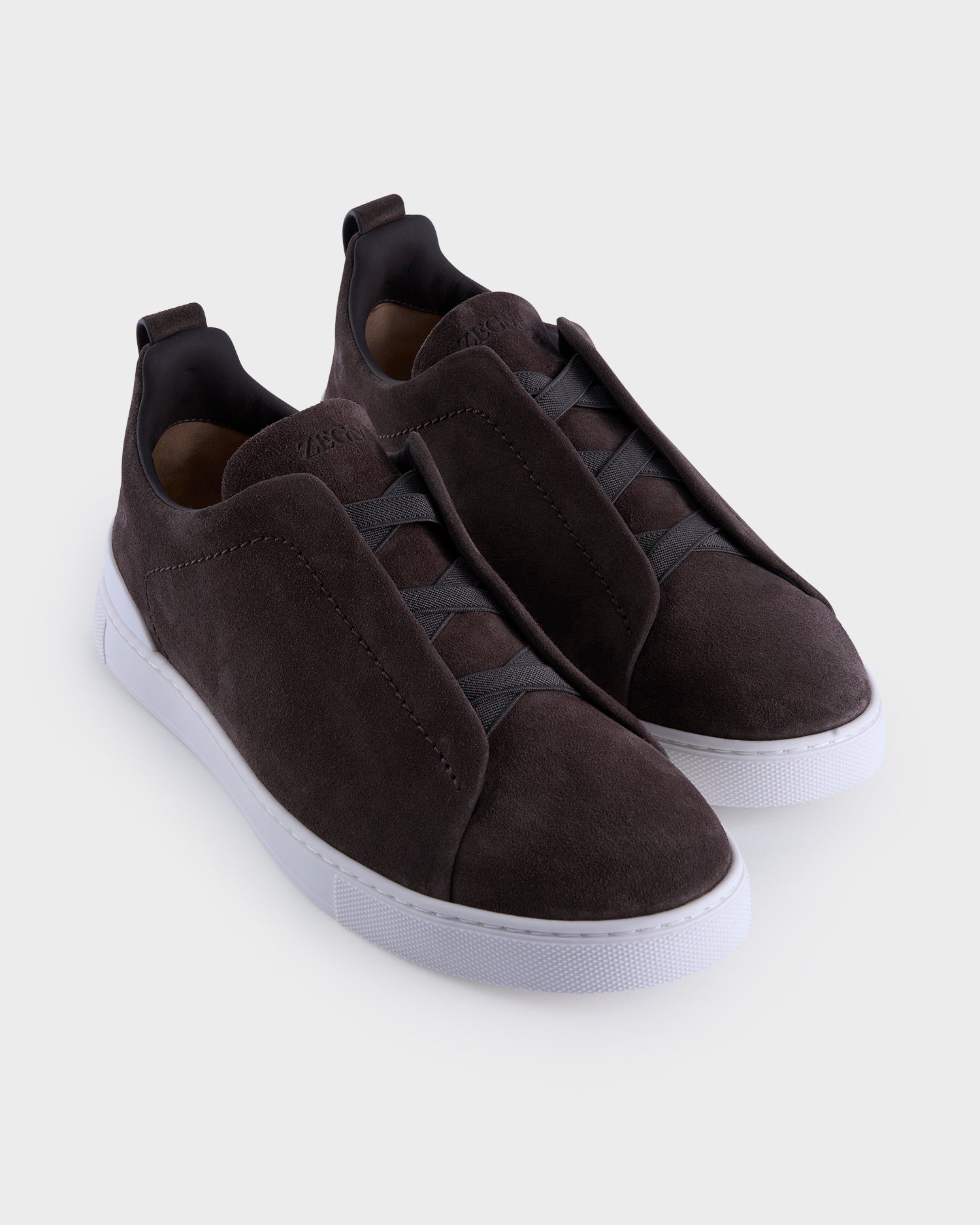 Brown Suede Triple Stitch Sneakers