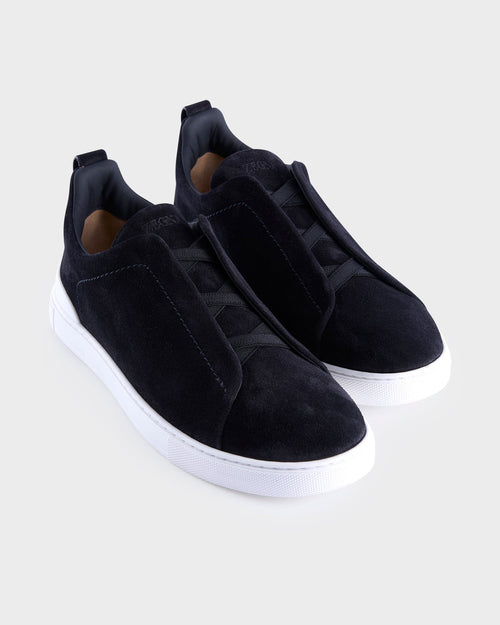 Black Suede Triple Stitch Sneakers