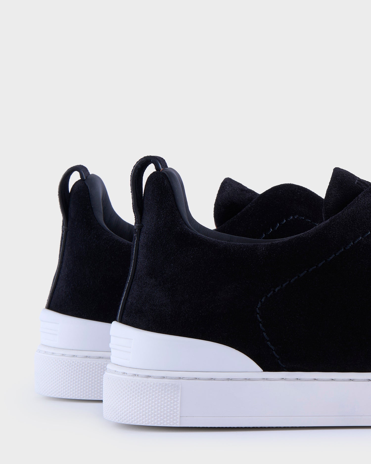 Black Suede Triple Stitch Sneakers