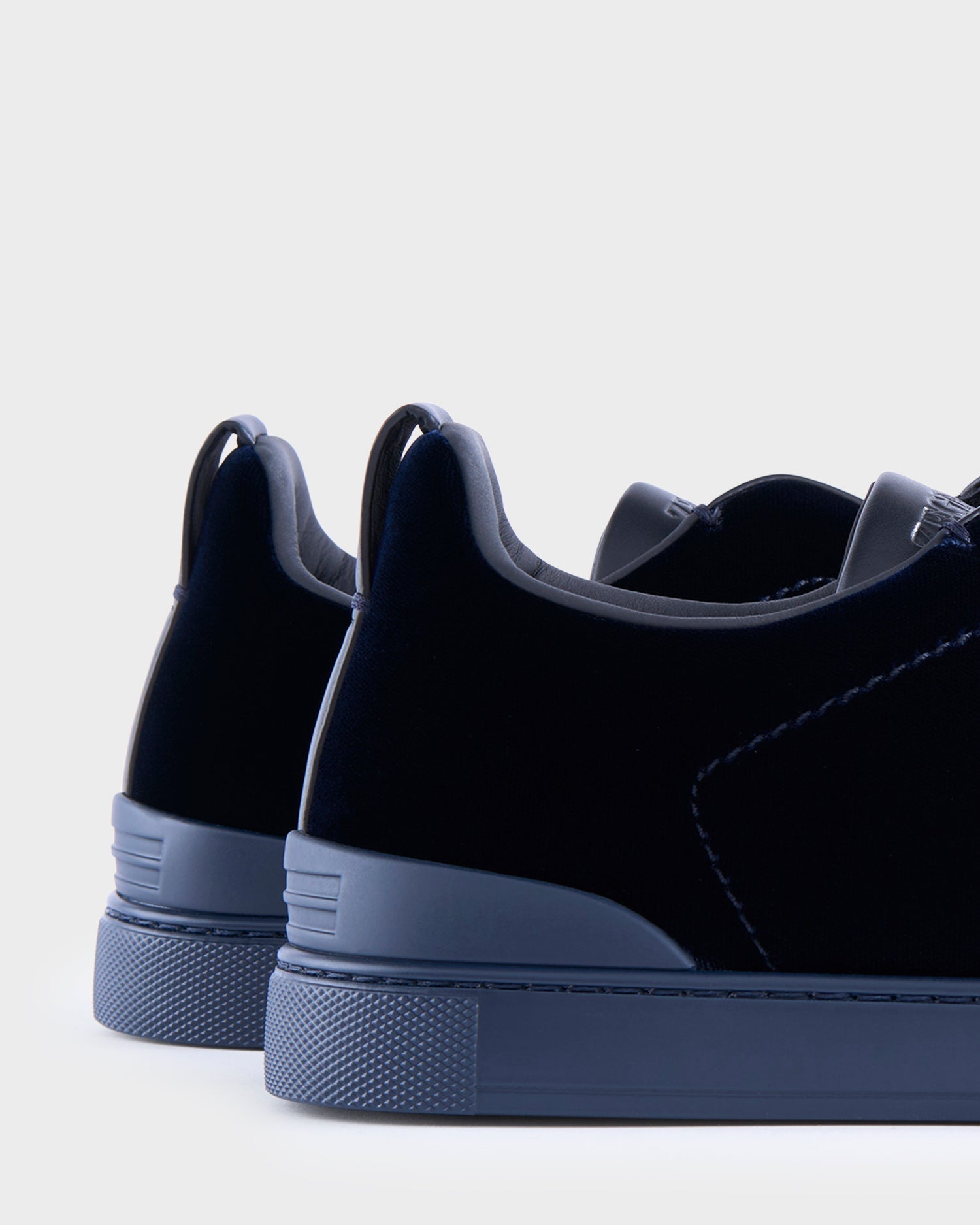 Midnight Blue Velvet Triple Stitch Sneakers