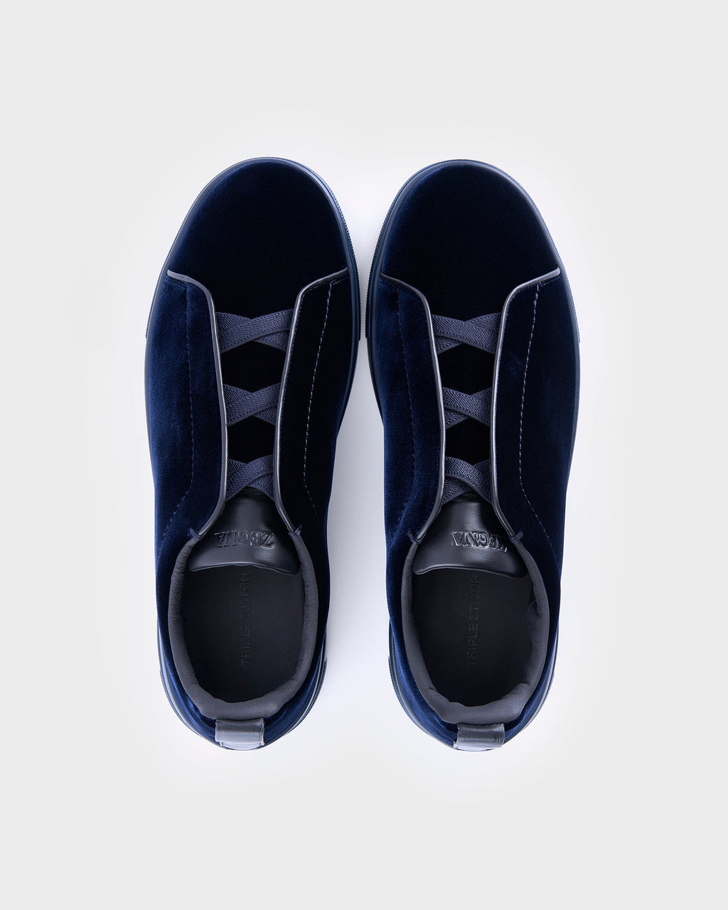 Midnight Blue Velvet Triple Stitch Sneakers
