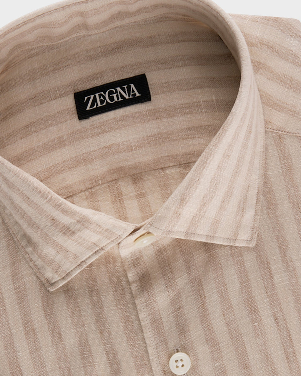 Beige Striped Linen Shirt