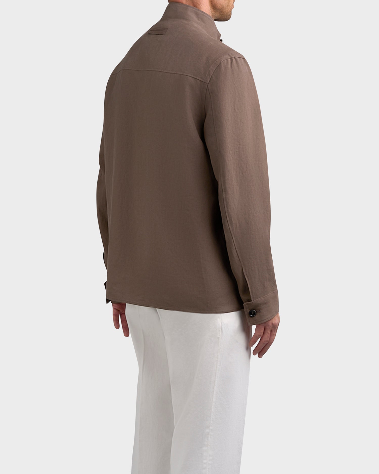 Dark Fawn Oasi Linen Overshirt