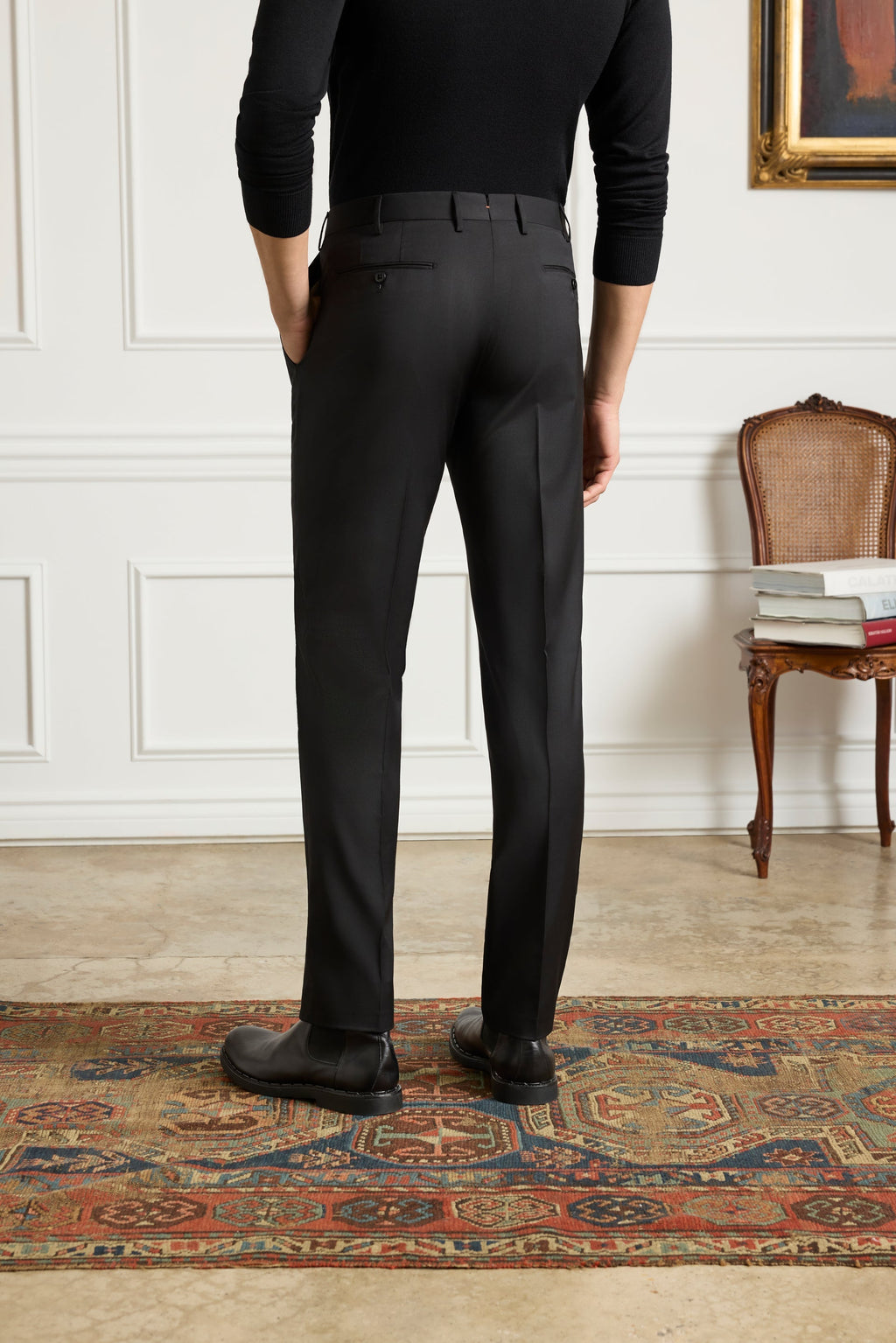 Parker Platinum Super 130s Gab Trouser - Black