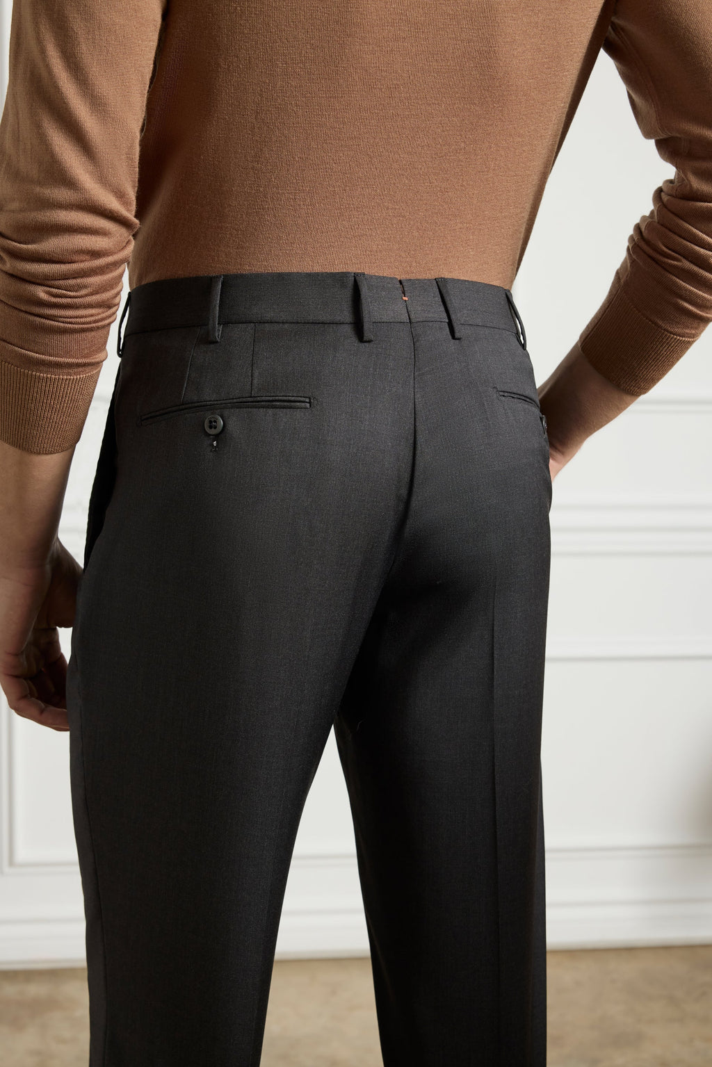 Parker Platinum Super 130s Gab Trouser - Medium Grey
