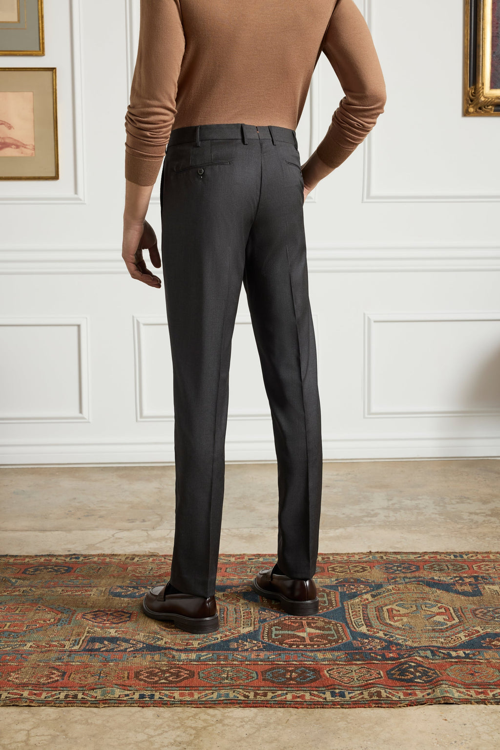 Parker Platinum Super 130s Gab Trouser - Medium Grey