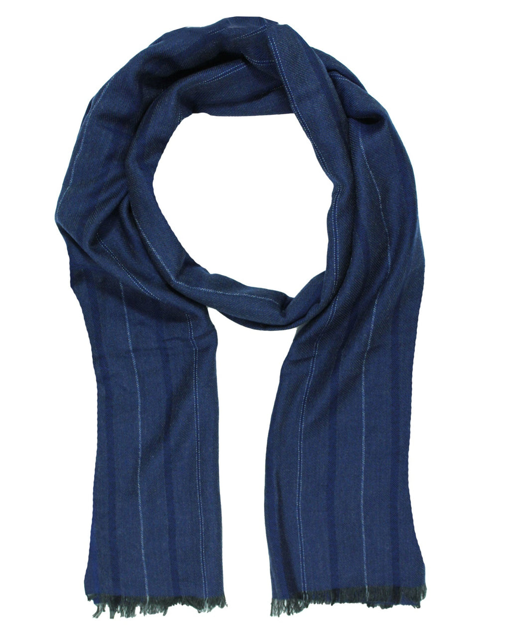 Agnona Scarf Dark Blue Stripe - Wool Cashmere Shawl SALE