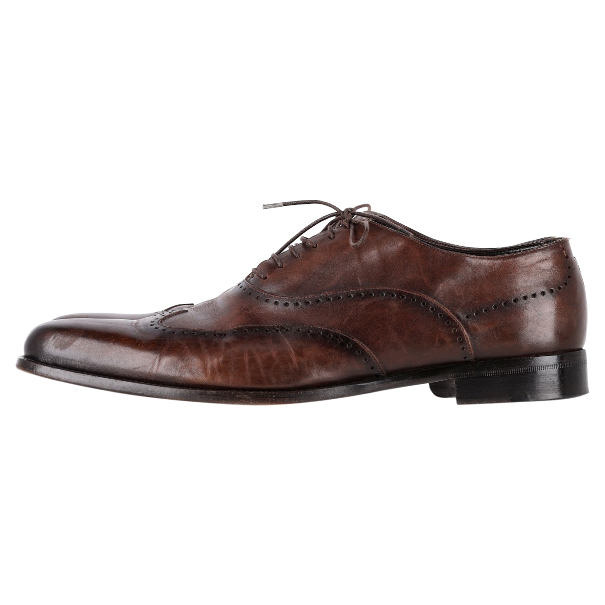 Ermenegildo Zegna Wingtip Oxford Shoes in Brown Leather