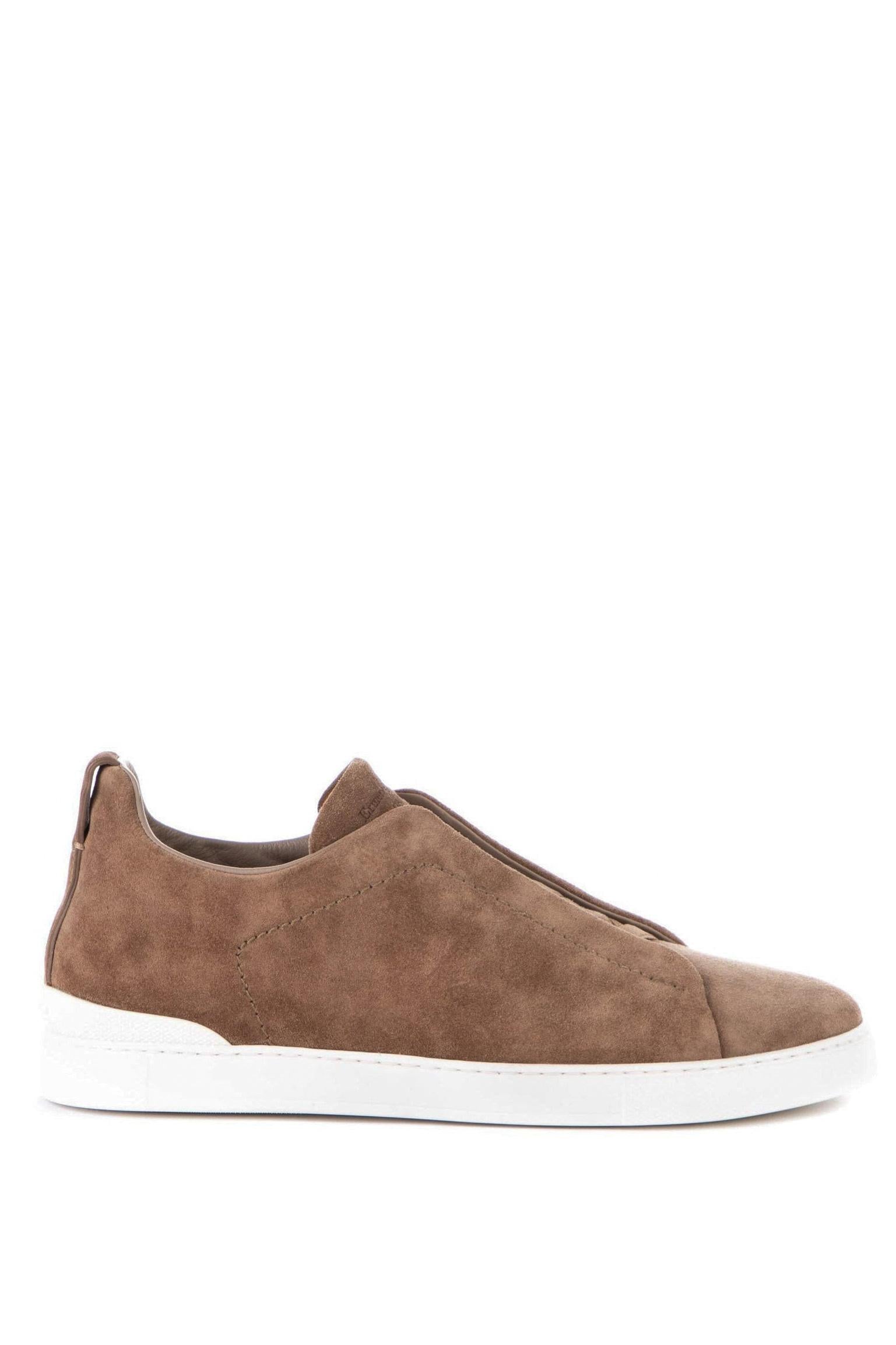 Sneakers triple stitch in camoscio supersoft