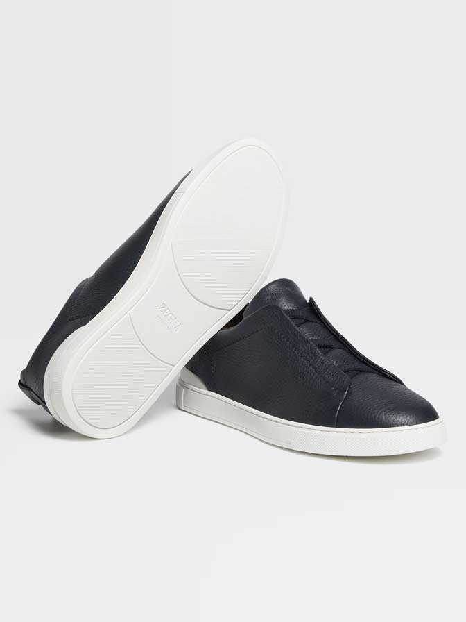 Triple Stitch Sneakers | Navy Blue Deerskin