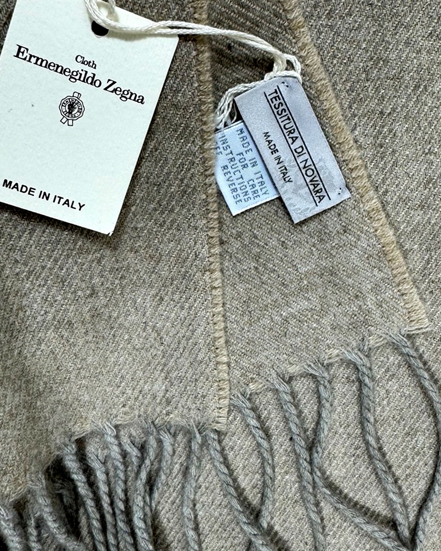 Tessitura Di Novara Cashmere Throw Blanket Beige Gray - Zegna Fabrics FINAL SALE