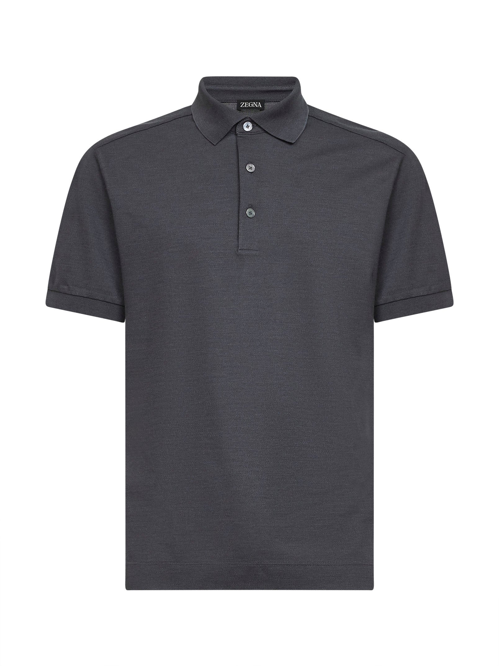 Zegna Men Grey Cotton And Silk Pique Polo Shirt