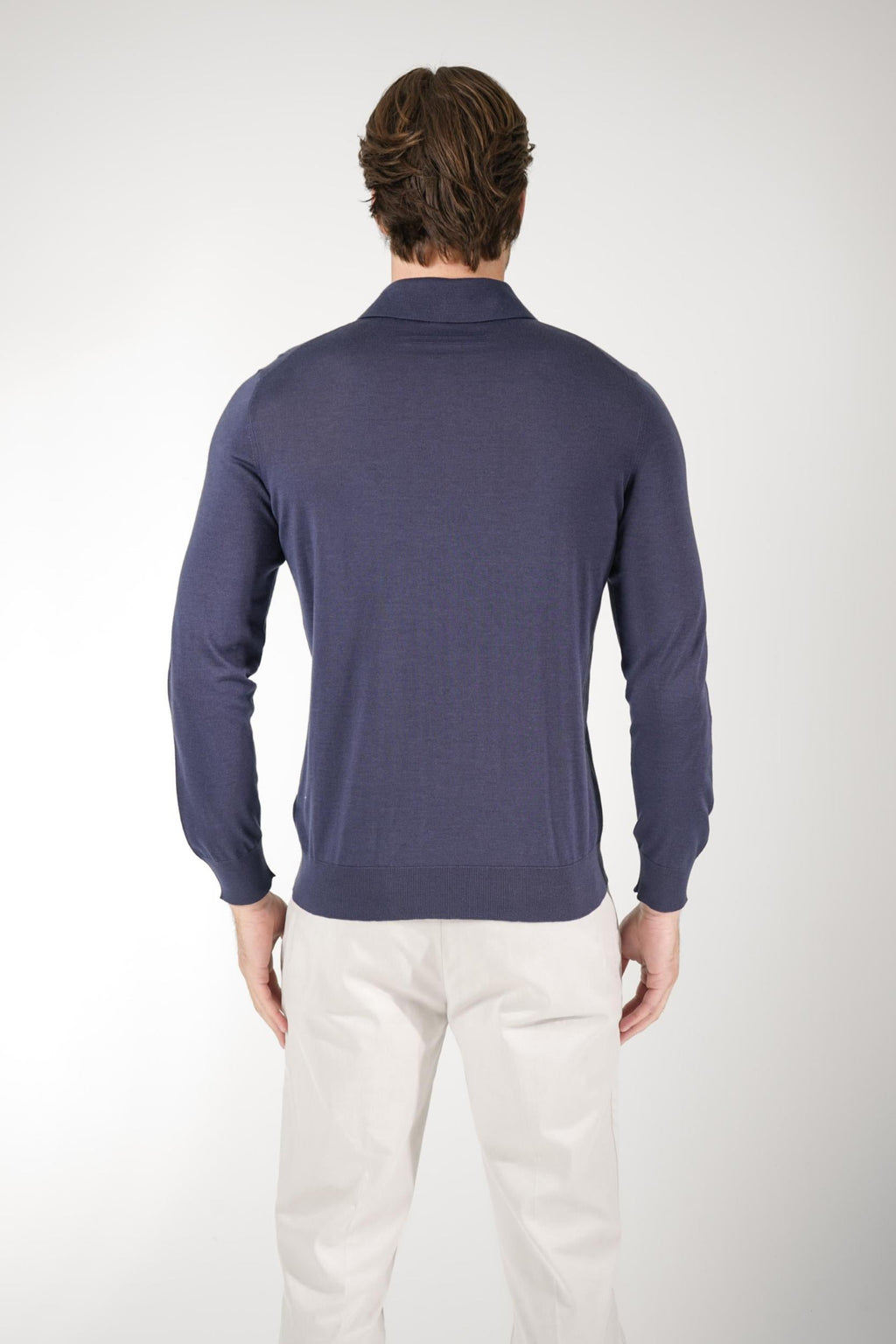 Zegna Cashmere/Silk Longsleeve Polo Navy